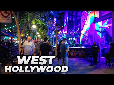 Walking Los Angeles : LIVELY Saturday Night in West Hollywood