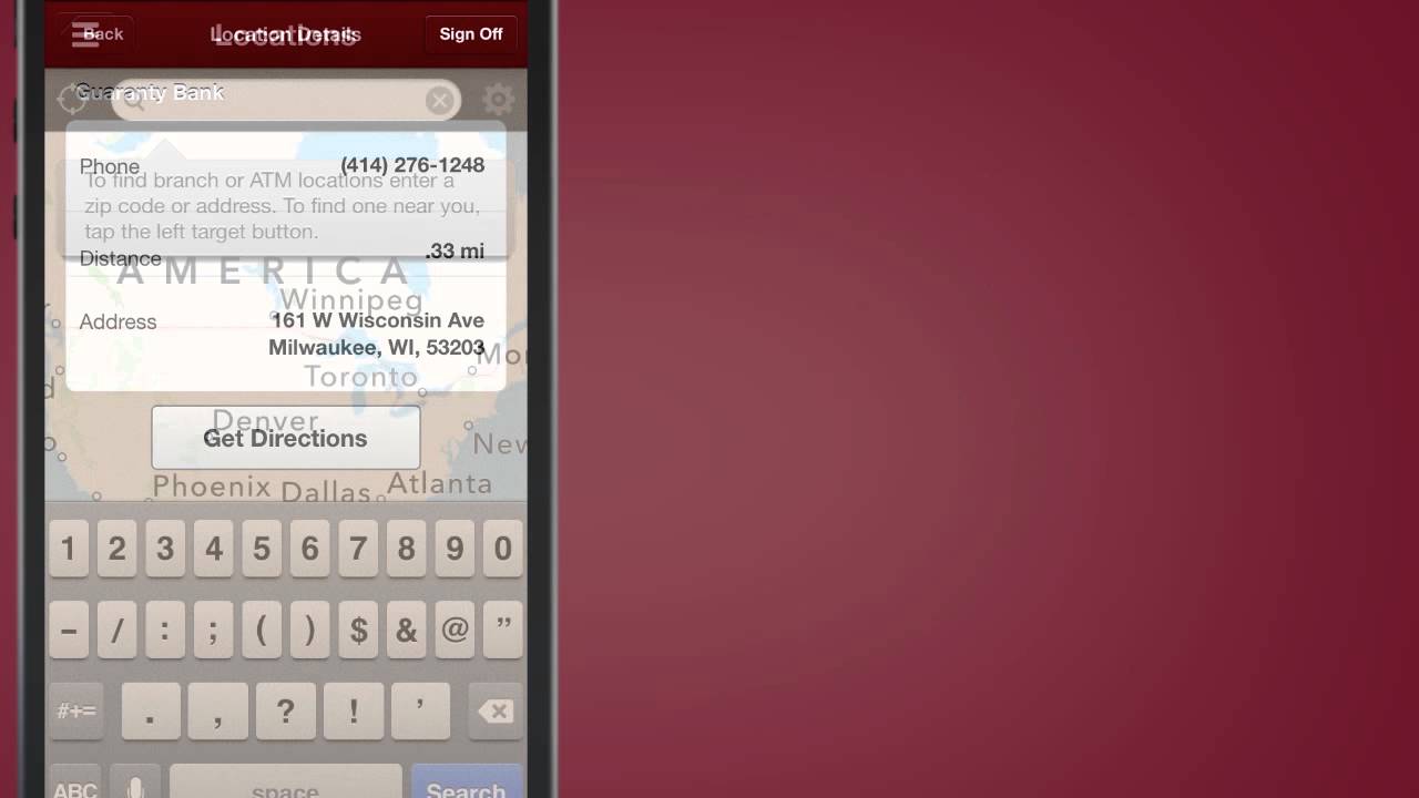 Guaranty Bank Mobile App - ATM/Branch Locator