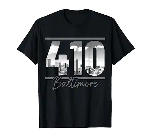 Baltimore Area Code Skyline Maryland Vintage T Shirt