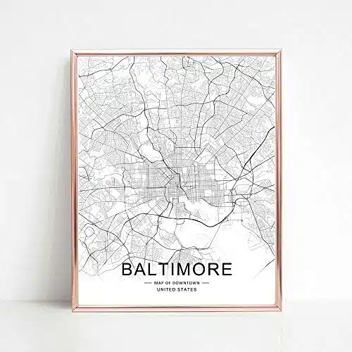 Baltimore City Road Map, Downtown Map, Street Wall Art,City Road Art, Baltimore City Map, Office Wall Hanging, Workplace Wall Decor,xinch No Frame