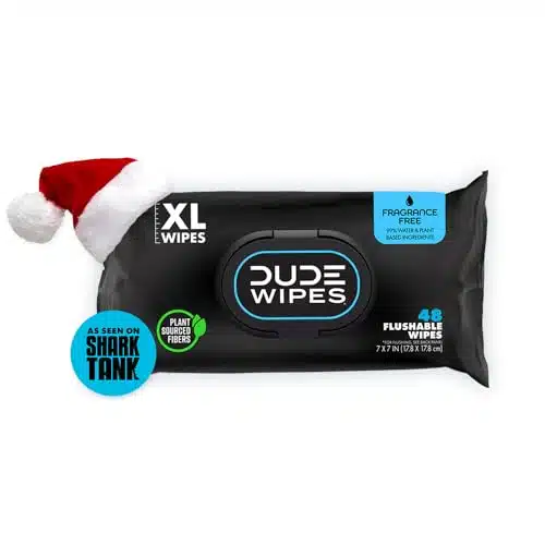 DUDE Wipes   Flushable Wipes Stocking Stuffers   Pack, ipes   Unscented Extra Large Adult Wet Wipes   Vitamin E & Aloe for at Home Use   Septic and Sewer Safe