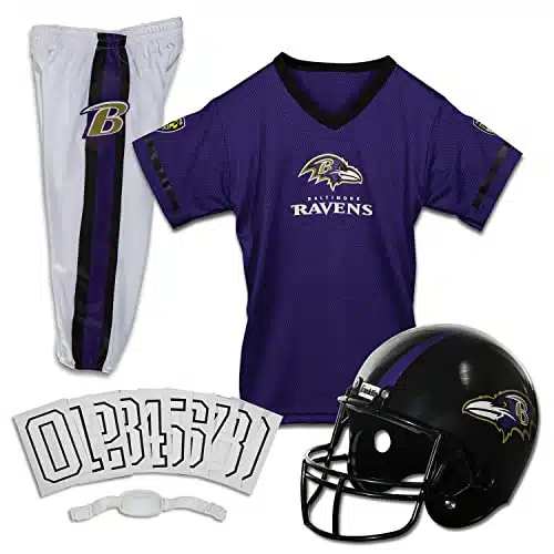 Franklin Sports Baltimore Ravens Kids Football Uniform Set   NFL Youth Football Costume for Boys & Girls   Set Includes Helmet, Jersey & Pants   Large