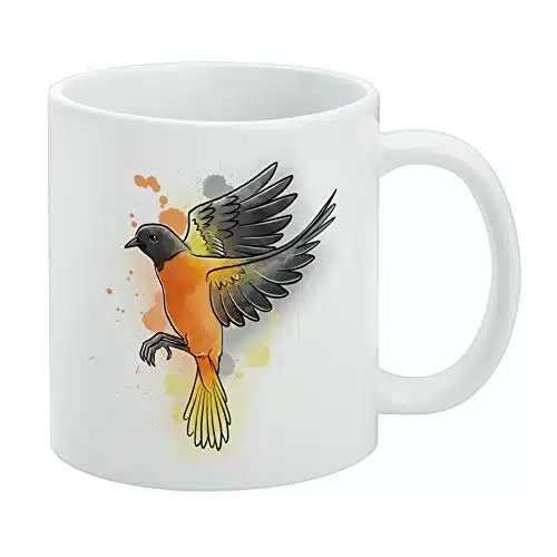 GRAPHICS & MORE Baltimore Oriole Watercolor Northeastern Bird Ceramic Coffee Mug, Novelty Gift Mugs for Coffee, Tea and Hot Drinks, oz, White