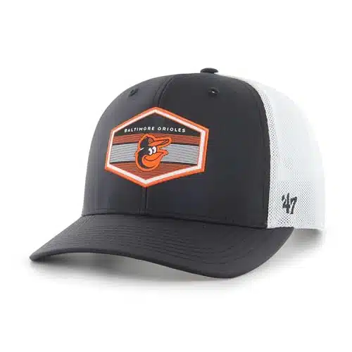'LB Burgess Adjustable Snapback Mesh Trucker Hat, Adult One Size Fits All (Baltimore Orioles)