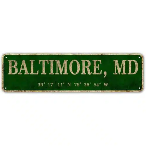 LINStore Baltimore, MD City Sign Rustic Vintage Metal Art Wall Decor OfficeHomeClassroom  x 