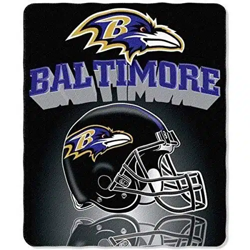 NFL Baltimore Ravens Gridiron Fleece Throw, Purple, x
