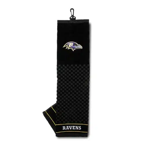 Team Golf NFL Baltimore Ravens Embroidered Golf Towel Embroidered Golf Towel, Checkered Scrubber Design, Embroidered Logo