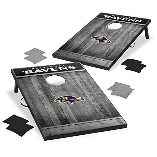 Wild Sports 'x' MDF Wood NFL Baltimore Ravens Cornhole Set   Grey Wood Design