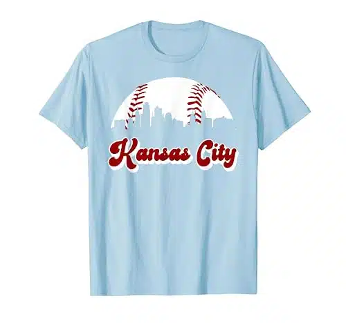 Baseball Kansas City Vintage Love Blue Color Royal Skyline T Shirt