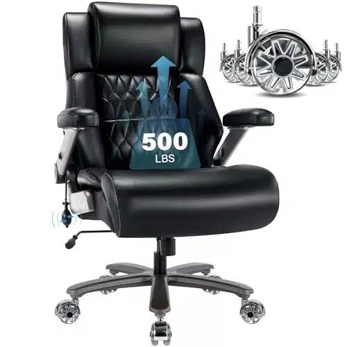 Big and Tall lbs Office Chair   Adjustable Lumbar Support D Flip Arms Heavy Duty Metal Base&Wheels, High Back Large Executive Computer Desk Chair, Thick Padded Ergonomic Desig