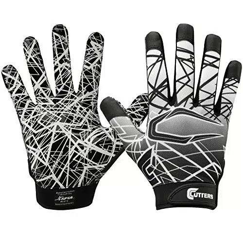 CUTTERS Game Day No Slip Football Gloves, Youth and Adult Sizes, Receiver Glove with High Tack Silicone Grip, Superior Support and Protection for All Ages, Guantes de Football, Pair, Medium