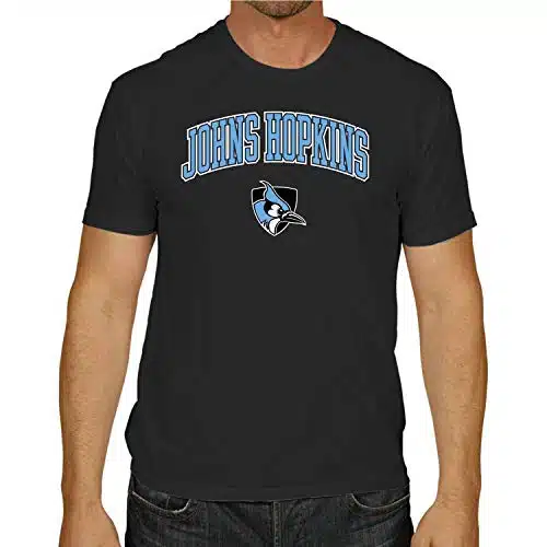 Campus Colors NCAA Adult Gameday Cotton T Shirt   Premium Quality   Semi Fitted Style   Officially Licensed Product (Johns Hopkins Blue Jays   Black, Large)