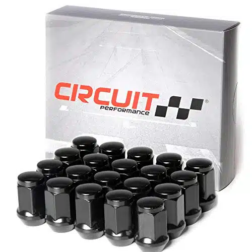 Circuit Performance Black Closed End Bulge Acorn Lug Nuts Cone Seat Forged Steel (Pieces)