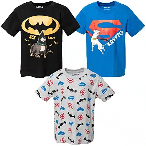 DC League of Super Pets Ace Krypto Toddler Boys Pack Performance Graphic T Shirts BlackBlueGray T