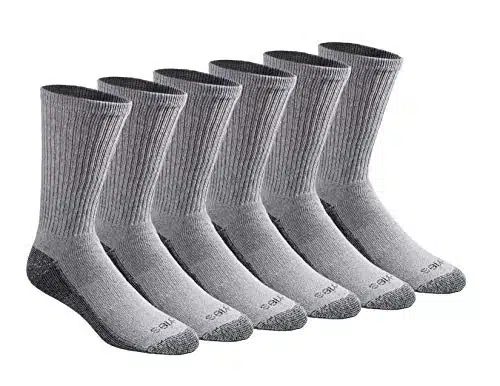 Dickies Men's Dri Tech Legacy Moisture Control Crew Socks Multipack, Grey (Pairs), Large