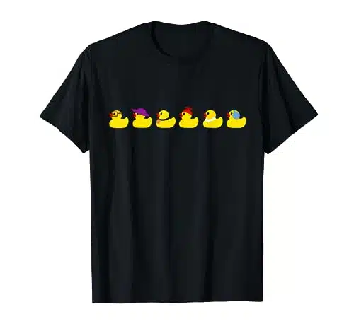 Ducks in a Row Funny Pun Dad Joke Cute Humor Rubber Duckies T Shirt