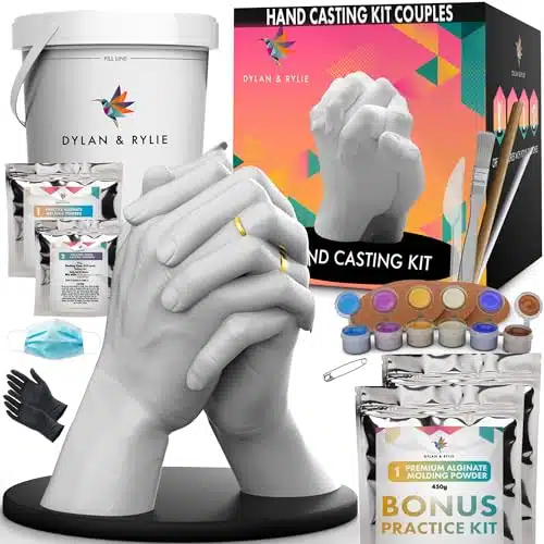 Dylan & Rylie Hand Casting Kit for Couples   Complete DIY Plaster Mold & Painting Set with Practice Kit & Elegant Mounting Plaque   Perfect for Anniversary, Wedding & Birthday Gifts