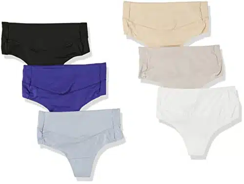 Hanes Women's Panties Pack, Smoothing Microfiber No Show Underwear, May Vary, Assorted Colors, Pack Thongs,
