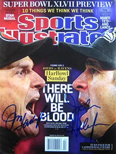 Jim & John Harbaugh autographed Sports Illustrated magazine