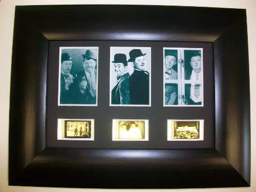 LAUREL AND HARDY Framed Trio Film Cell Display Collectible Movie Memorabilia Complements Poster Book Theater