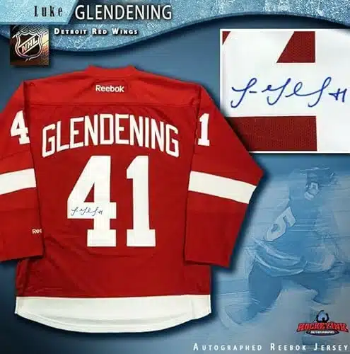 Luke Glendening signed Detroit Red Wings Red Reebok Jersey   Autographed NHL Jerseys
