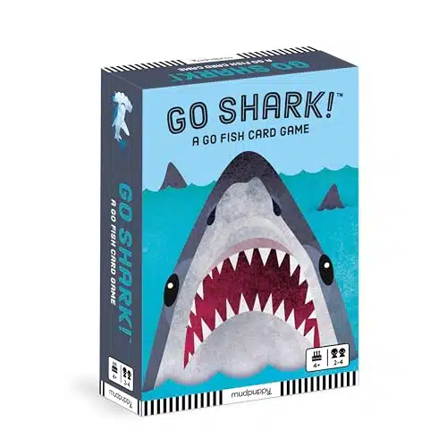 Mudpuppy Go Shark!  Ferocious Version of Classic Kids Go Fish Card Game with Colorful Illustrations of Sharks for Children Ages and Up, Players