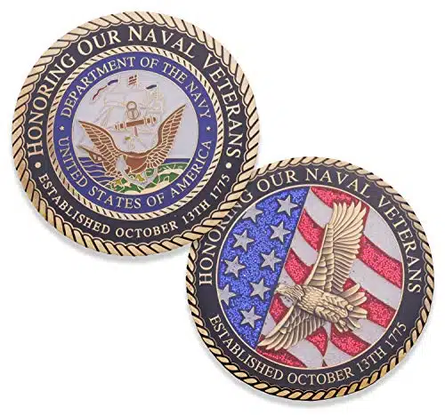 Navy Veteran Challenge Coin   USN Military Vet Challenge Coin   Designed by US Military Veterans for Veterans!