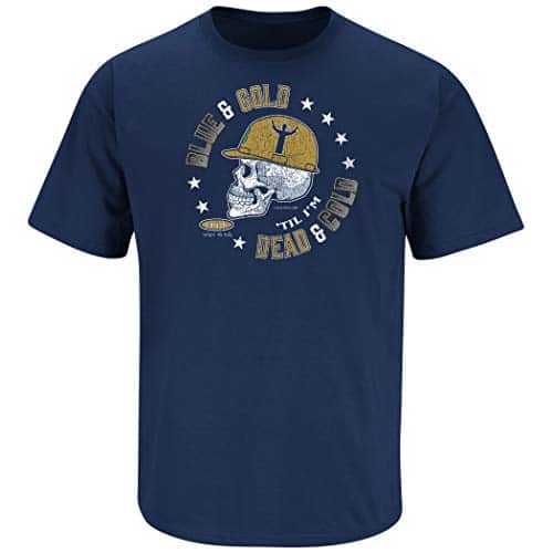 Notre Dame Football Fans. Blue and Gold Til I'm Dead and Cold. Navy T Shirt (Sm X) (Short Sleeve, Large)