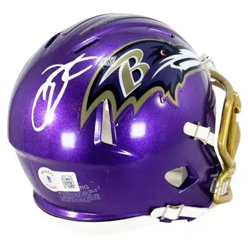 Odell Beckham Jr Autographed Baltimore Ravens Flash Football Mini Helmet   Hand Signed & Beckett Authenticated