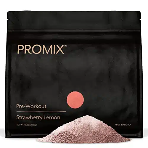 Promix Pre Workout Powder, Strawberry Lemon   Maximize Focus & Performance   Helps Muscle Gain, Endurance & Enhanced Energy   Vitamin B, Caffeine, Beta Alanine & L Tyrsosine  