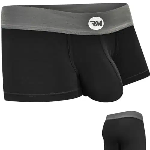 Real Men Bulge Enhancing Underwear Pack, Ultra Soft Boxer Briefs Modal, Bulge Pouch Underwear (Black Inch  X Small)
