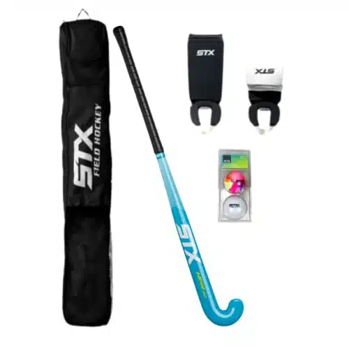 STX Field Hockey Start Pack   Junior with Stick, Shin Guards, Bag & Balls, BlackTeal