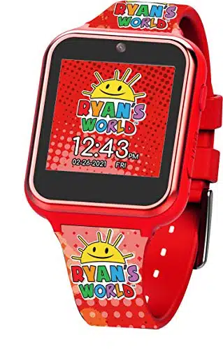 Accutime Kids Ryan's World Red Educational, Touchscreen Smart Watch Toy for Boys, Girls, Toddlers   Selfie Cam, Learning Games, Alarm, Calculator, Pedometer and More, odel RYA