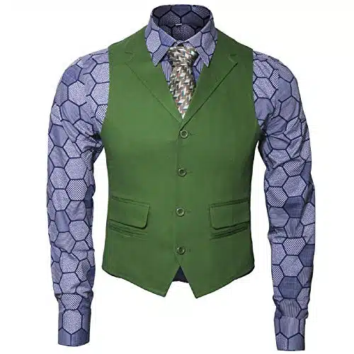 Adult Mens Knight Joker Costume Shirt Vest Tie, Shirt Vest Tie Set,