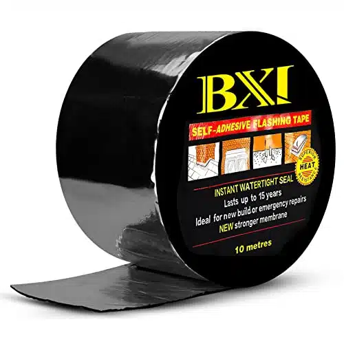 BXI Flashing Roll Tape Membrane, inches X Feet Thick Waterproof Patch Seal Tape, Self Adhesive SBS Modified Rubberized Asphalt, Deck Seam Joist Leak Sealant for Roof Window Gu