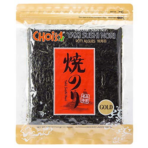 CHOI's (Daechun) Roasted Seaweed, Gim, Sushi Nori   (full sheets)  Gold Grade  Vegan, Keto, Gluten Free, Full of Fiber, Vitamin, Mineral, High protein, Omega 's  Product of Ko