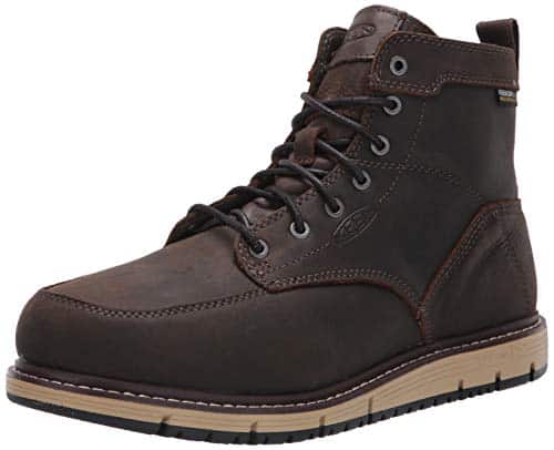 KEEN Utility Men's San Jose Alloy Toe Waterproof Wedge Work Boots, Cascade BrownBlack,