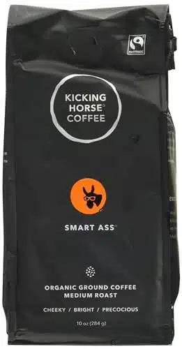 Kicking Horse Coffee, Smart Ass, Medium Roast, Ground,Certified Organic, Fairtrade, Kosher Coffee, Ounce (Pack of )