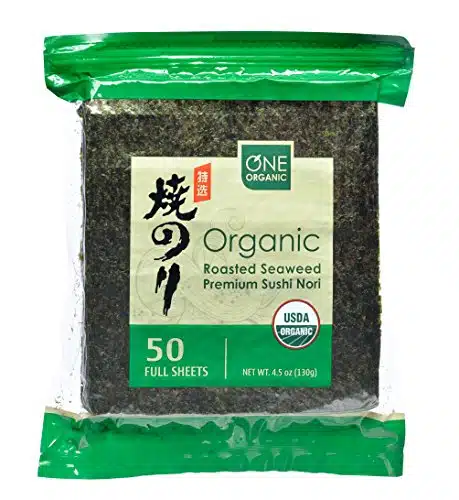 ONE ORGANIC Sushi Nori Premium Roasted Organic Seaweed (Full Sheets)