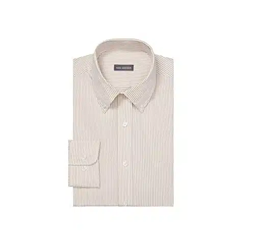 Van Heusen mens Regular Fit Pinpoint Stripe Dress Shirt, Birch, Neck  Sleeve Large US