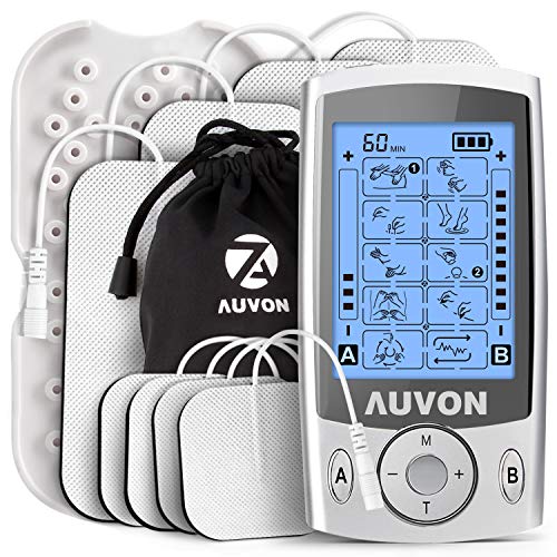 AUVON Dual Channel TENS Unit Muscle Stimulator Machine with odes, and xTENS Unit Electrode Pads