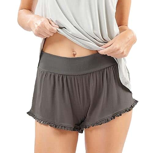 Faceplant Dreams Ruffle Shorts (Earl Grey, Large)  Luxury Lounge and Sleepwear  Rayon Bamboo