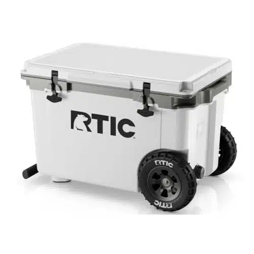 RTIC Quart Ultra Light Wheeled Hard Cooler Insulated Portable Ice Chest Box for Beach, Drink, Beverage, Camping, Picnic, Fishing, Boat, % Lighter Than Rotomolded Coolers, Whit