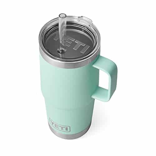 YETI Rambler oz Straw Mug, Vacuum Insulated, Stainless Steel, Seafoam